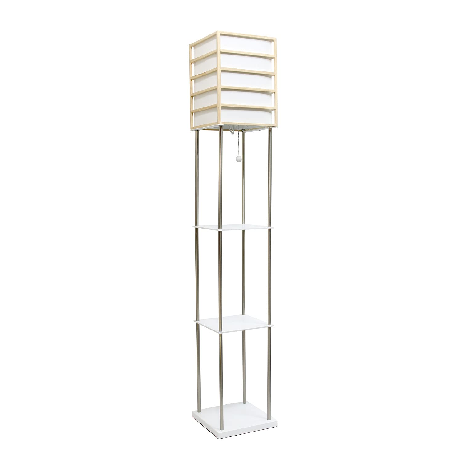 Simple Designs LF1022-LWD Metal Etagere Floor Lamp, Light Wood