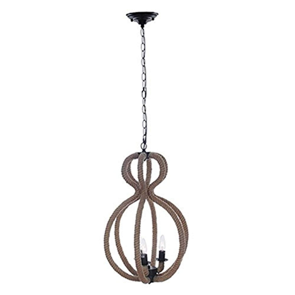 Old Modern Handicrafts Rope Pendant Lamp - 3 Bulbs Rustic Nautical Lamp - Hanging Light Fixture For Any Setting - 15L X 15W X 47.5H Inches