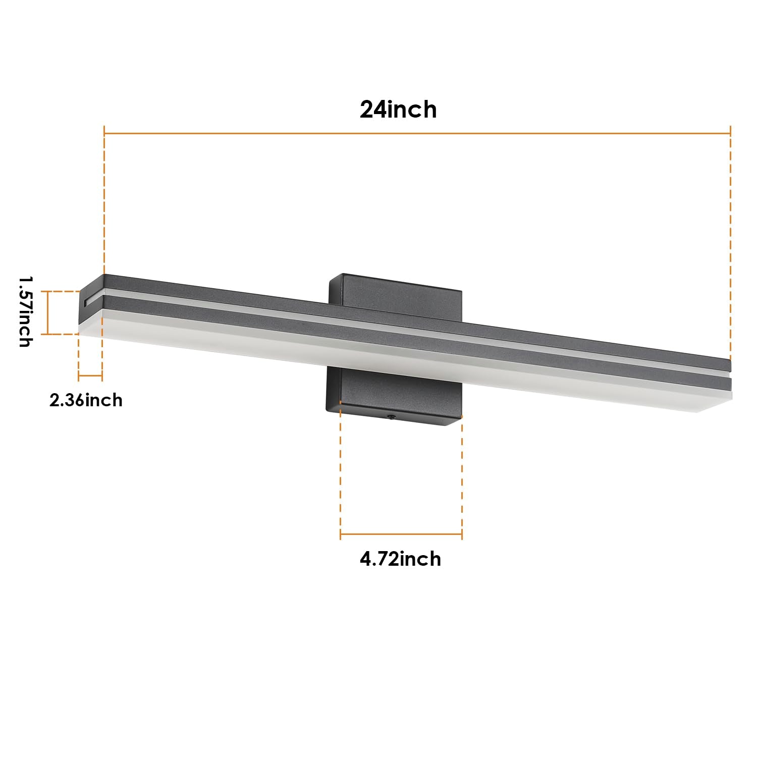 Sinerise 24-Inch Led Modern Bathroom Vanity Light Bar, Matte Black Modern Acrylic Bathroom Wall Lighting Fixtures Over Mirror (C