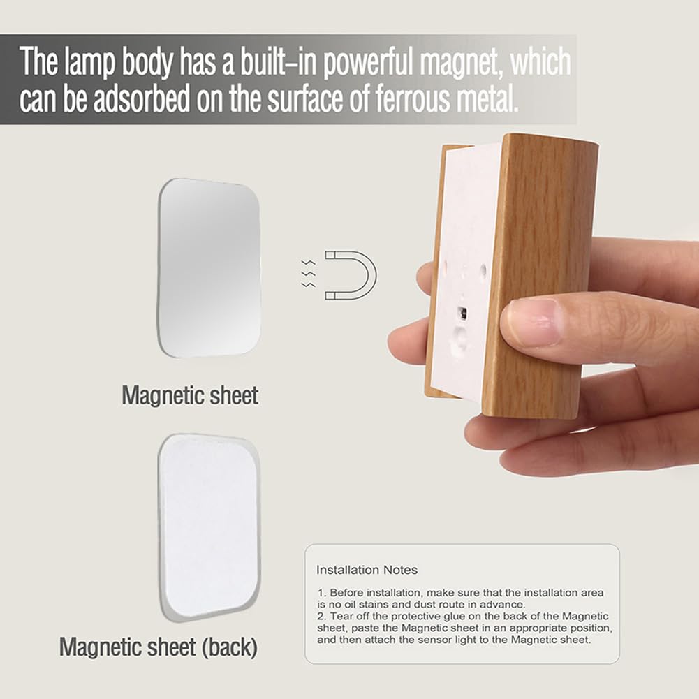 Landgoo Wooden Led Step Lights Wall Lamp  2700-3000K Motion Sensor Night Lights  Rechargeable Stair Lights For Hallway Indoor Lighting(White Ash Wood 2Pcs)