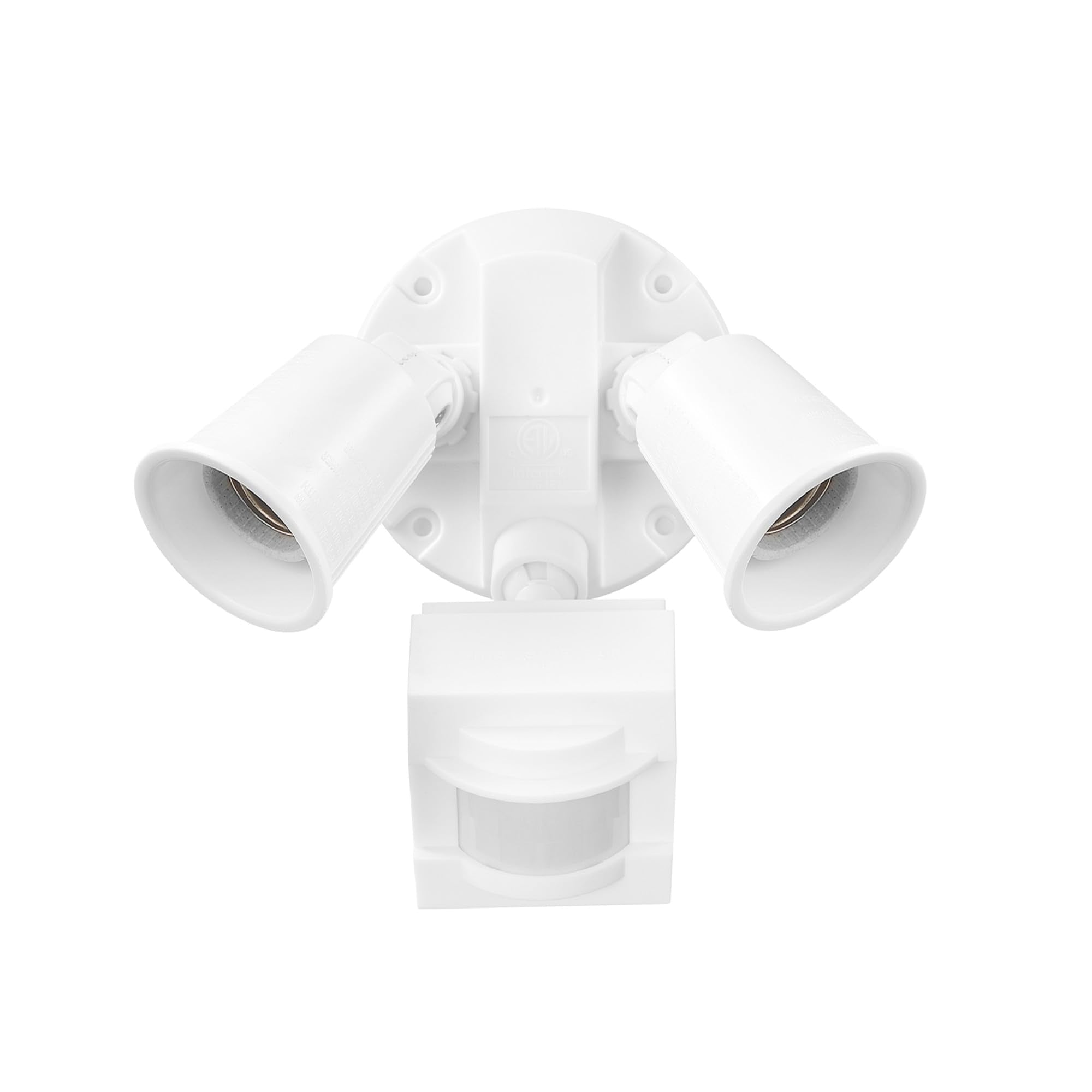 Globe Electric 17000269 110-Degree 240 W Twin Head White Hardwired Motion Sensor Security Flood Light, Spotlight, Outdoor, Outsi