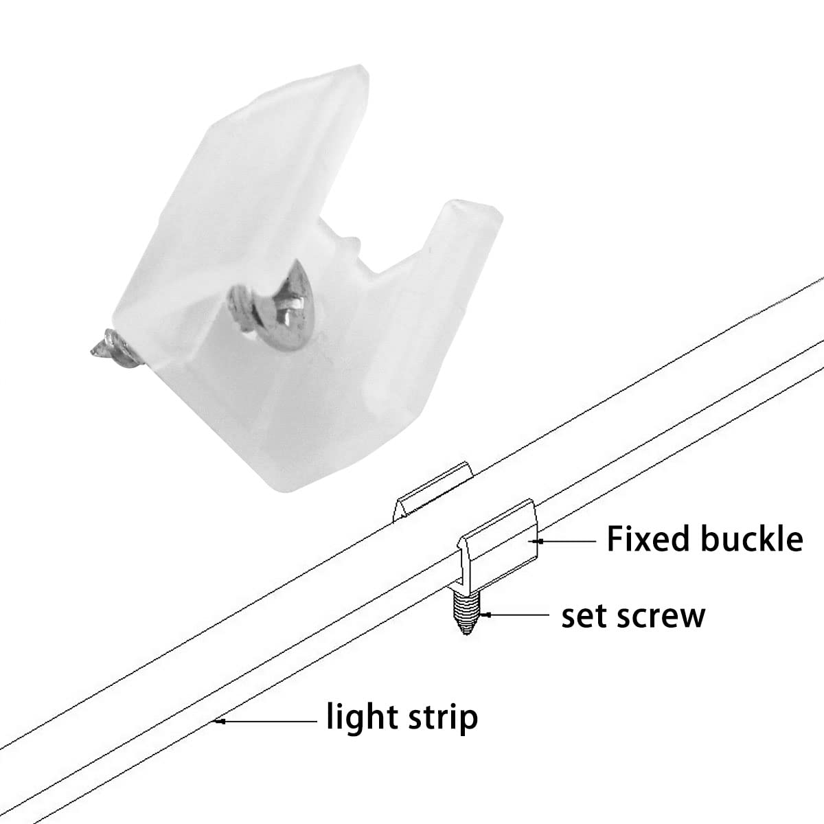 Dghaop 80Pcs Led Strip Light Clips Flexible Light Strip Fixing Card With Screws For 8-10 Mm(0.31&quot;-0.39&quot;) Wide Waterproof Strip Light