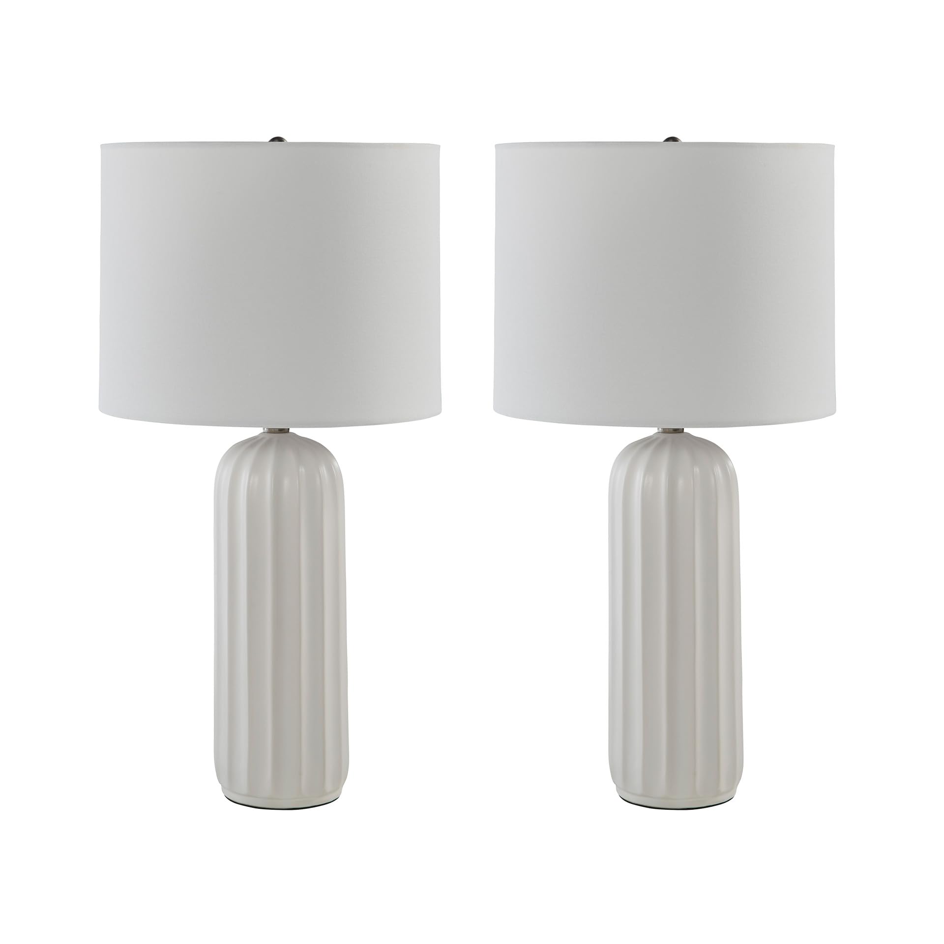 Signature Design by Ashley Clarkland Contemporary 24 Inch Ceramic Table Lamp, Set of 2, White