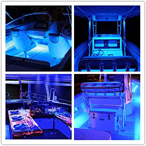 Vbakor 24'' Marine LED Strip Lights, Waterproof Blue Courtesy Deck Lights for Boats, Yachts, Kayaks - 4 Pcs Set