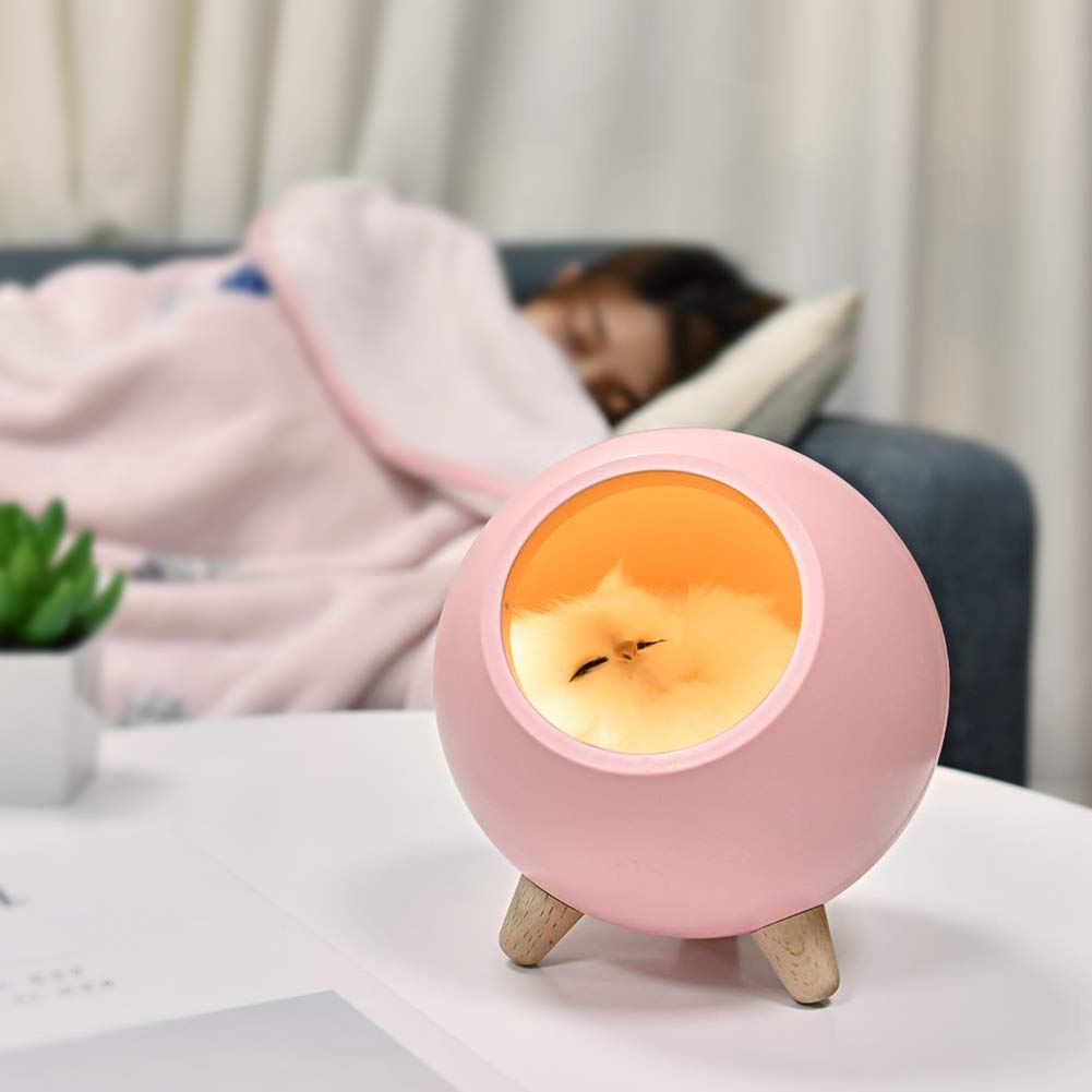 DesirePath Kids Cat Night Light Stepless Dimming Touch Control Cute Little Pet House Atmosphere Light Sleeping Lamp for Bedroom 