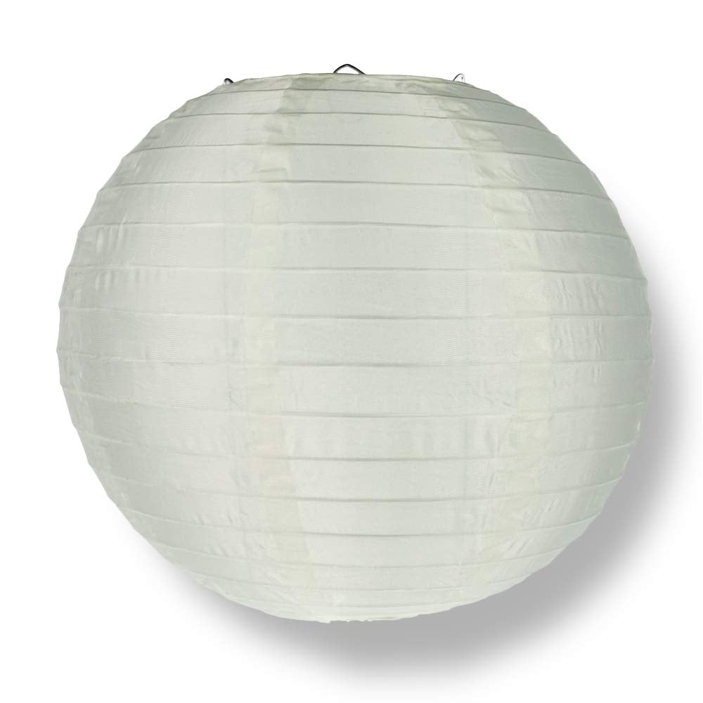 Quasimoon Paperlanternstore.Com 4 Inch Beige/Ivory Round Nylon Lantern, Even Ribbing, Hanging Decoration (10 Pack)
