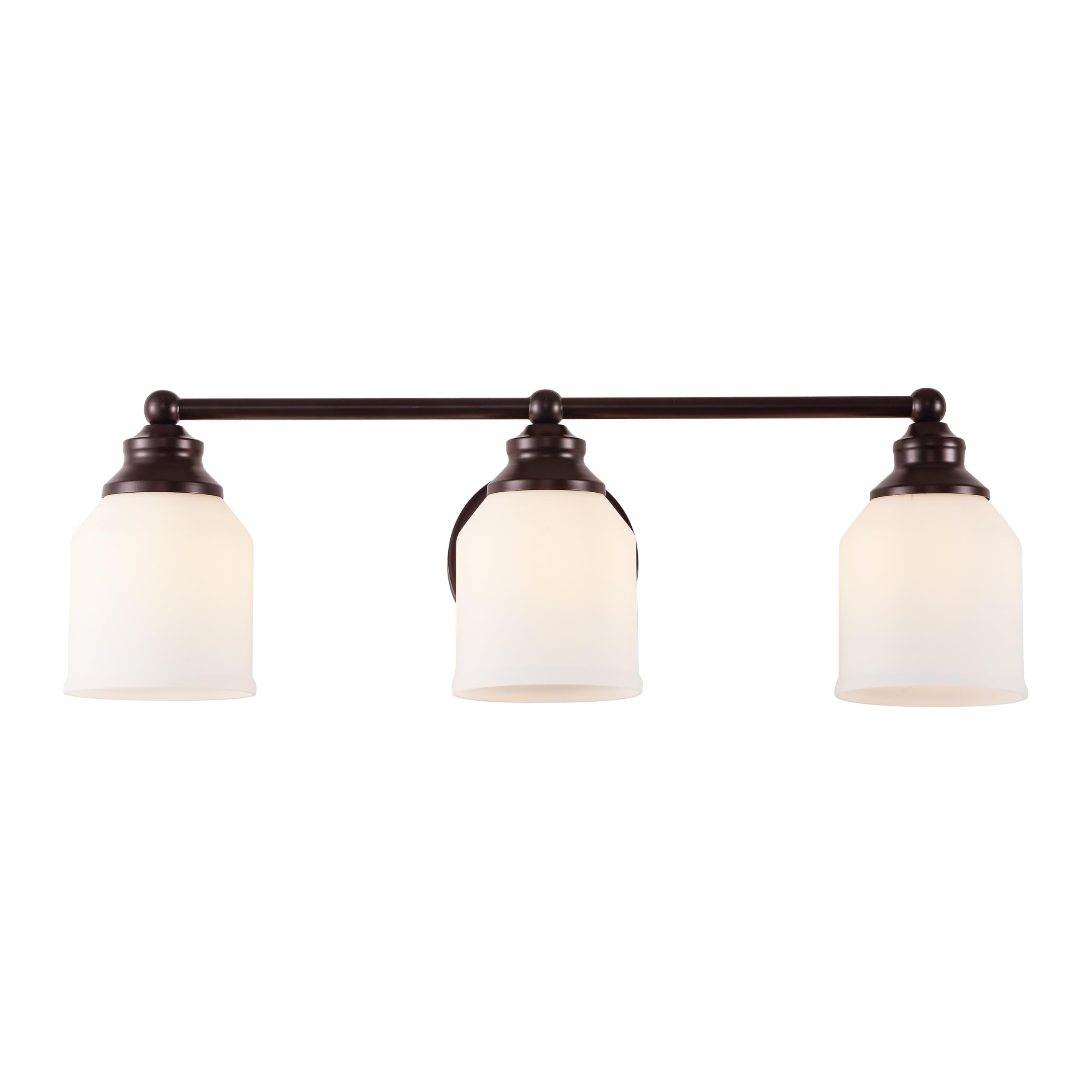 JONATHAN Y 24 Oil Rubbed Bronze/White Modern Farmhouse LED Vanity Light Wall Sconce Fixture, Frosted White Glass Shade, Dimmable