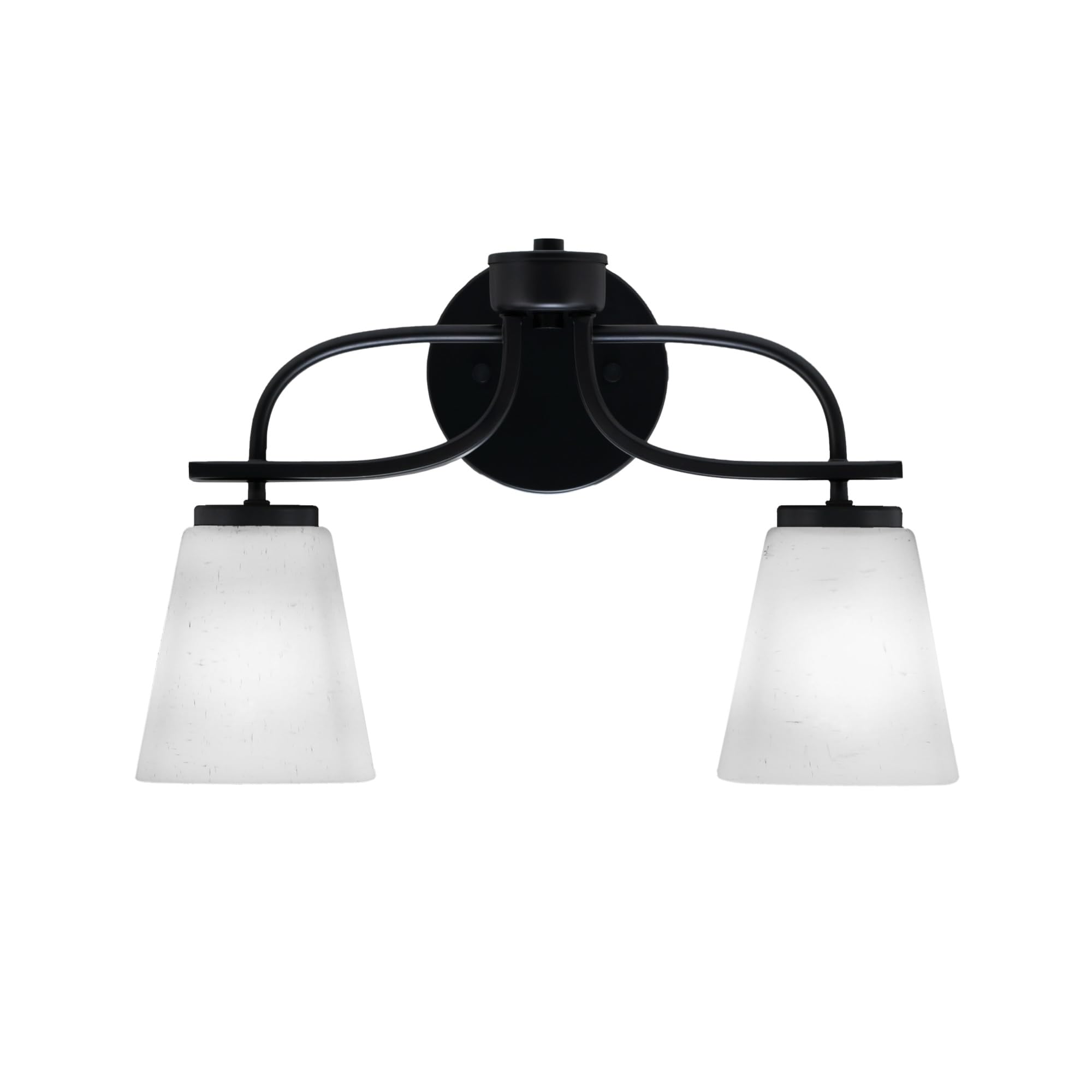 Cavella 2 Light Bath Bar In Matte Black Finish With 4.5" Square White Muslin Glass