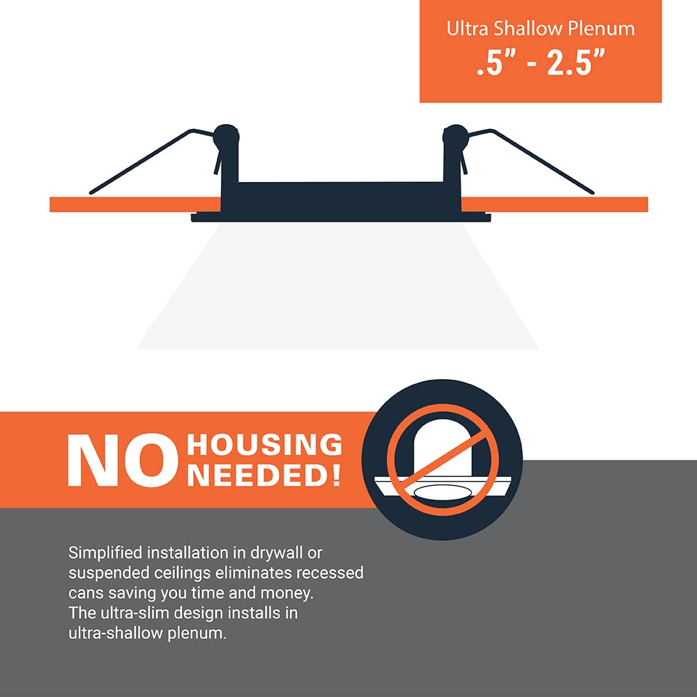 HALO 4 Recessed LED Ceiling & Shower Disc Light, Canless Ultra Thin Downlight, 2700K-5000K Selectable, White, 6 Pack