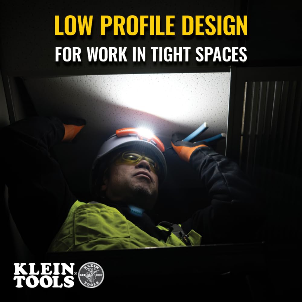 Klein Tools KHH56308 Rechargeable LED Headlamp, 770 Lumens, Orange, for Hard Hats, Battery & Mount Included