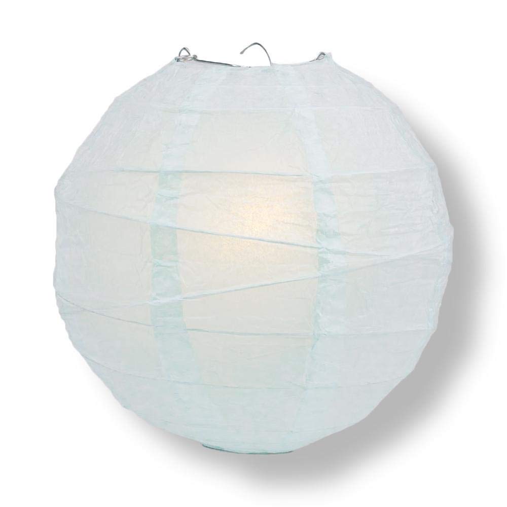 Quasimoon PaperLanternStore.com 8 Inch Artic Spa Blue Round Paper Lantern, Crisscross Ribbing, Hanging Decoration