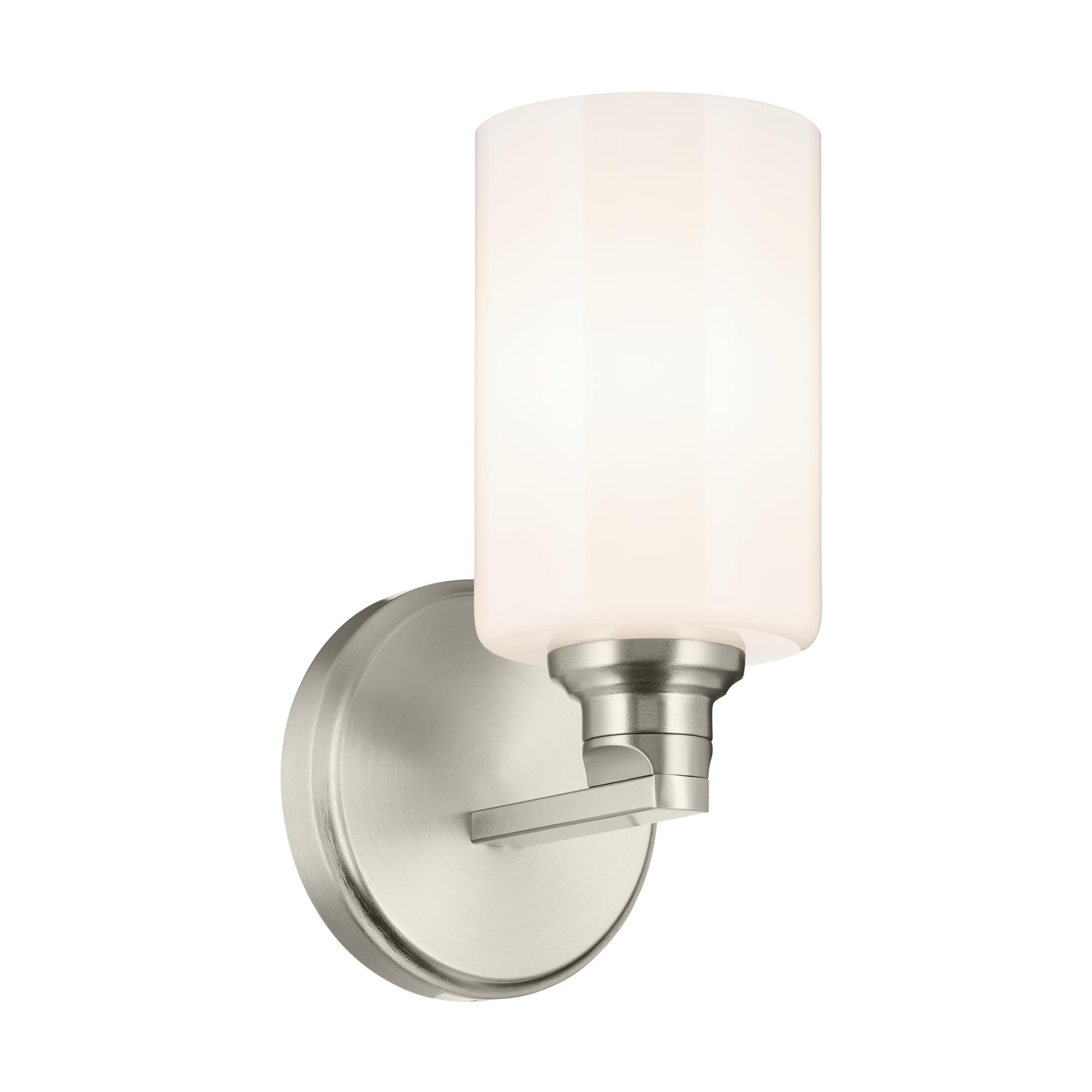 Kichler Gioe 5 1-Light Wall Sconce with Opal Glass in Brushed Nickel, Damp Rated, for Powder Room, Bathroom, Kitchen, Hallway, B