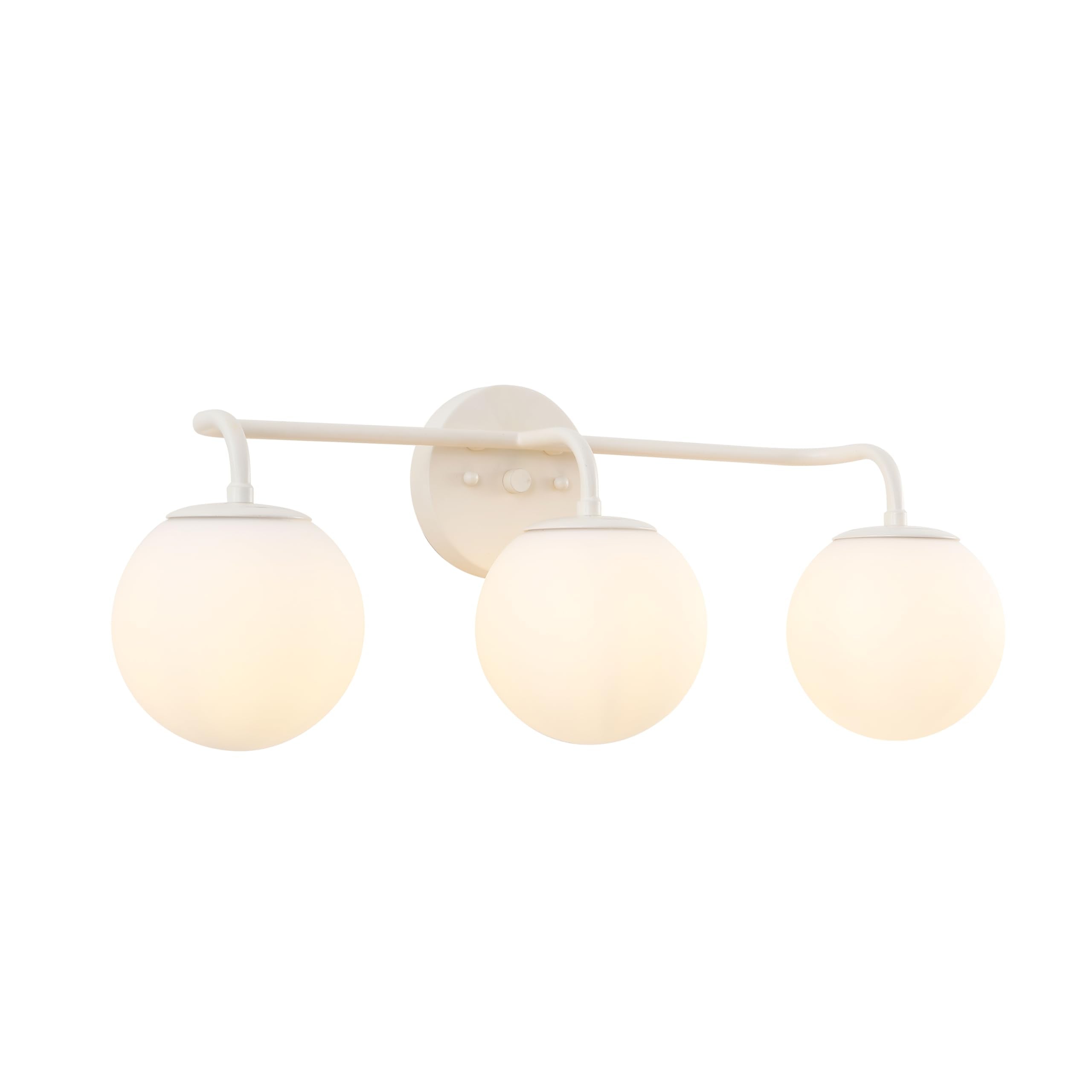 JONATHAN Y 25 Almond Modern Globe Wall Sconce Vanity Light for Bathroom, White Frosted Glass Shade, Midcentury Parisian Bistro W