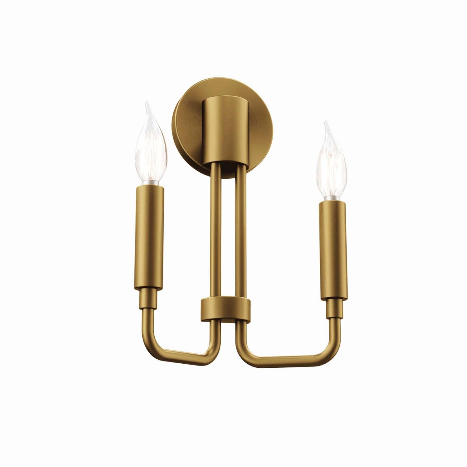 Modway Rekindle 2-Light Wall Sconce In Satin Brass, Brown, 3.5 X 9 X 12.5