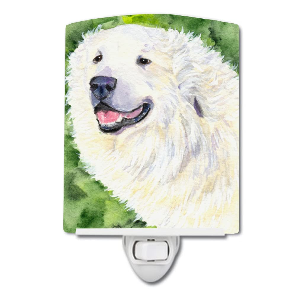 Caroline'S Treasures Ss8981Cnl Great Pyrenees Ceramic Night Light Compact, Ul-Certified, Ideal For Bedroom, Bathroom, Nursery, Hallway, Kitchen, 6X4X3, Multicolor
