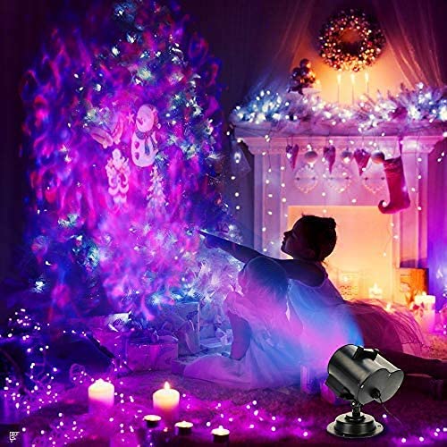 Led Christmas Projector Lights,2-In-1 Ocean Wave Projector,16 Slides 10 Colors,Remote Control Indoor Outdoor Waterproof Holiday Light For Halloween Christmas Birthday Party Garden Landscape Decoration