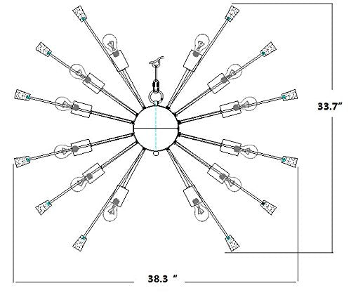 DecoMust Mid Century Starburst Chandelier 24 Light Edison Bulb Chrome Model DM24