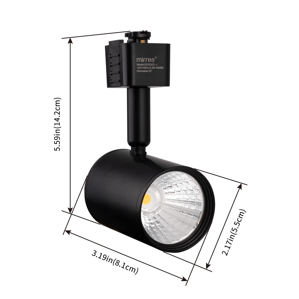 Mirrea Led Track Lighting Heads, 6.5W 4000K Neutral White, Compatible With J Type Rail, Pack Of