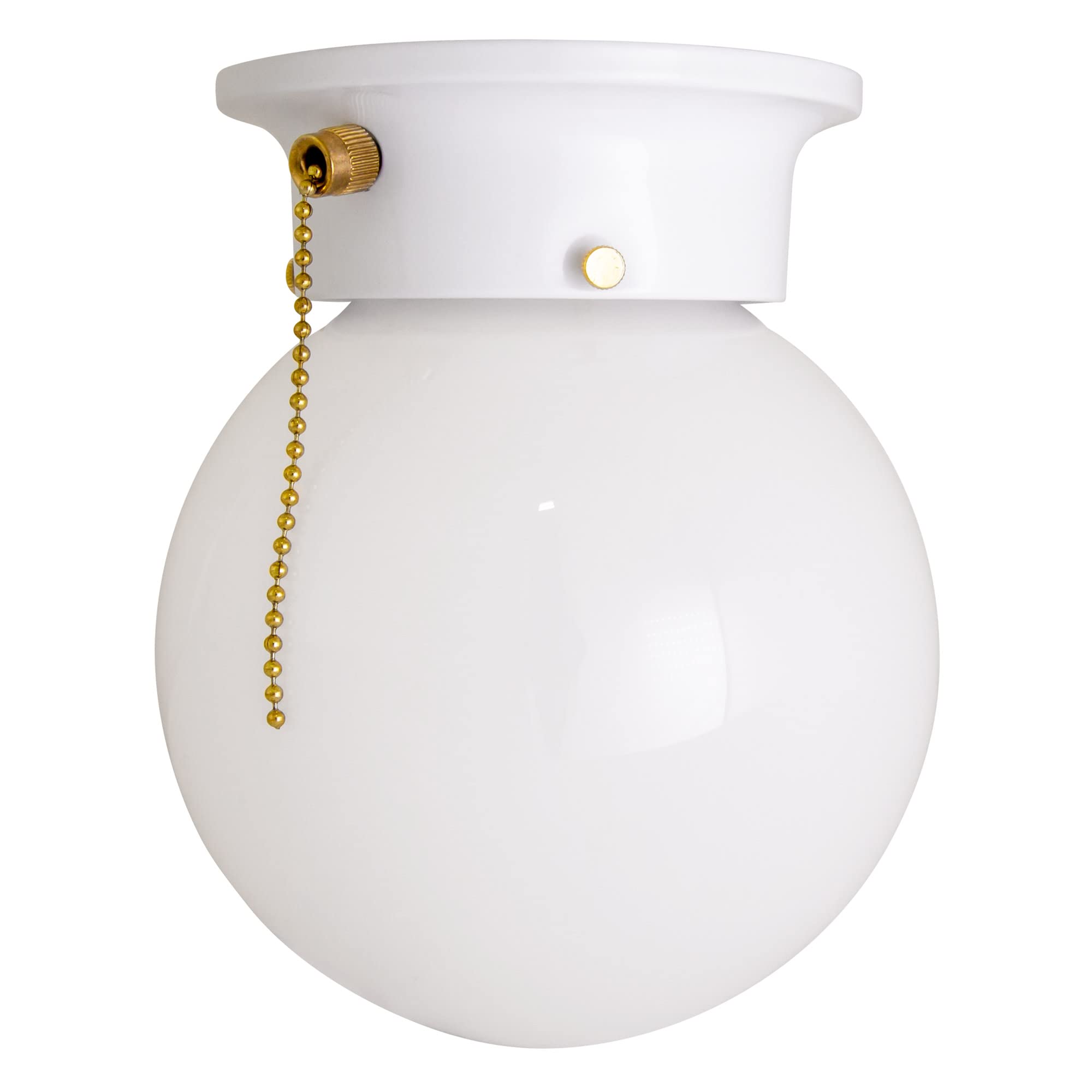 Design House 510040 Traditional 1-Light Indoor Ceiling Flush Mount Dimmable Globe Light Opal Glass For Bedroom Hallway Kitchen D