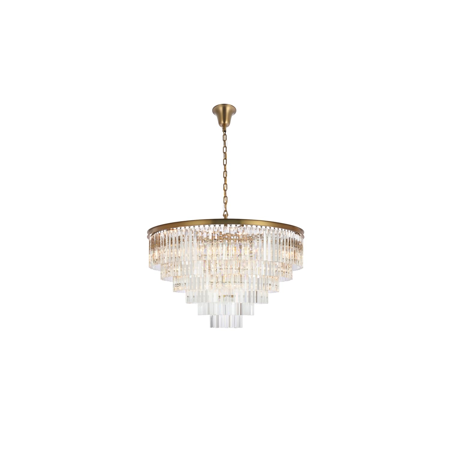 Elegant Lighting Sydney 44" Modern Metal/Crystal Chandelier in Satin Gold/Clear