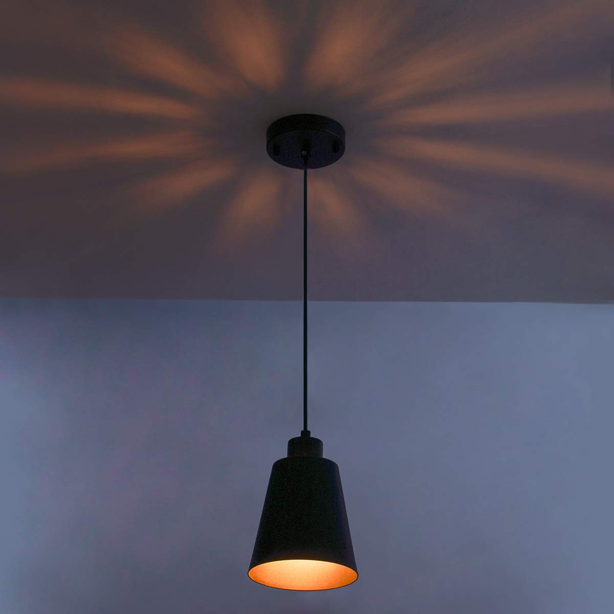 FISGONI Modern Black Pendant Light Fixture, 3-Pack, Mini 1-Light, Metal, E26, MAX 60W, Industrial, Kitchen Island, Dining Room