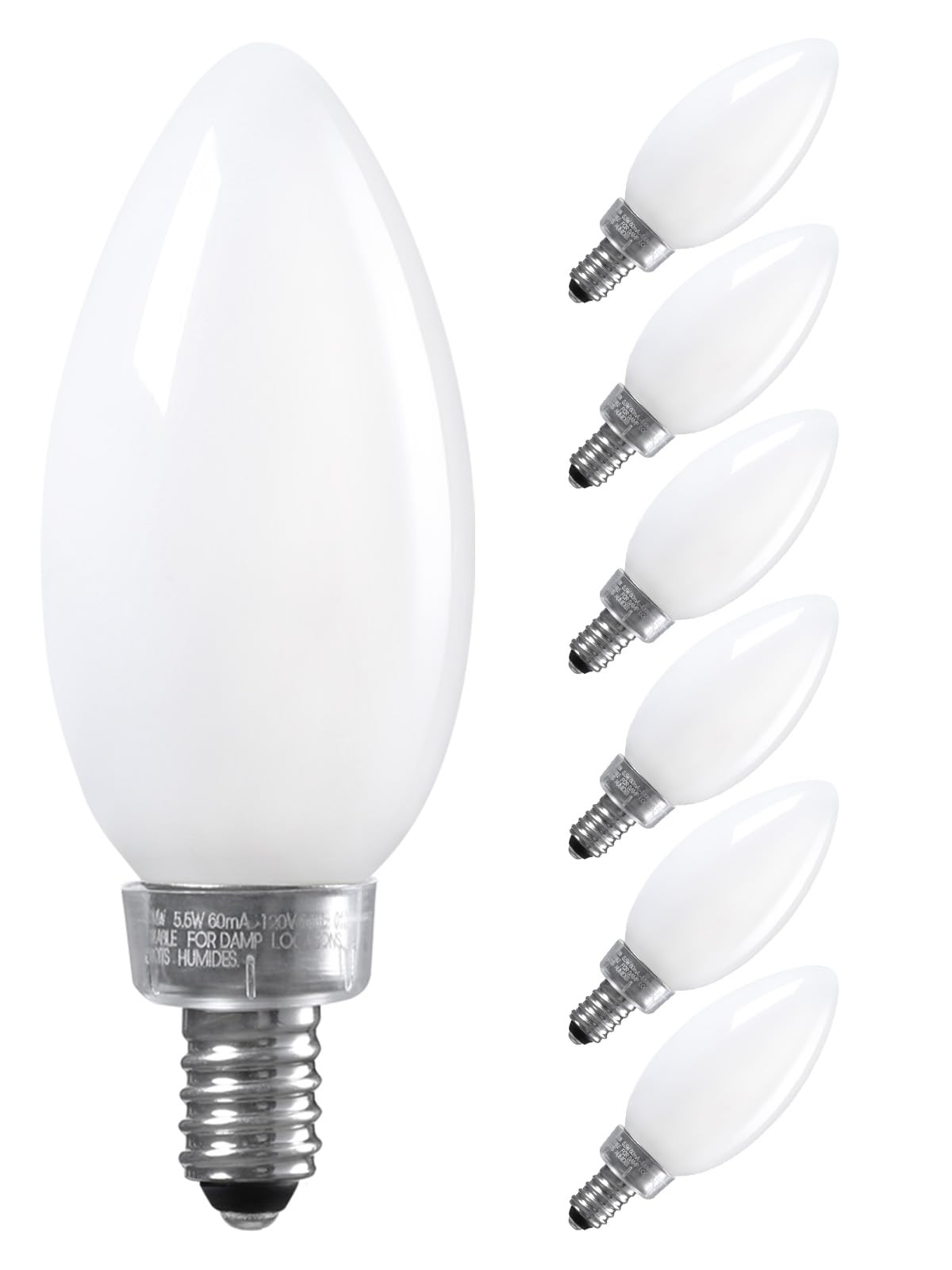 Torchstar Dimmable E12 Led Candelabra Bulb,Ul Listed,60W Equivalent Chandelier Light Bulbs,550Lm,Led Filament Candle Bulb C11,Fr