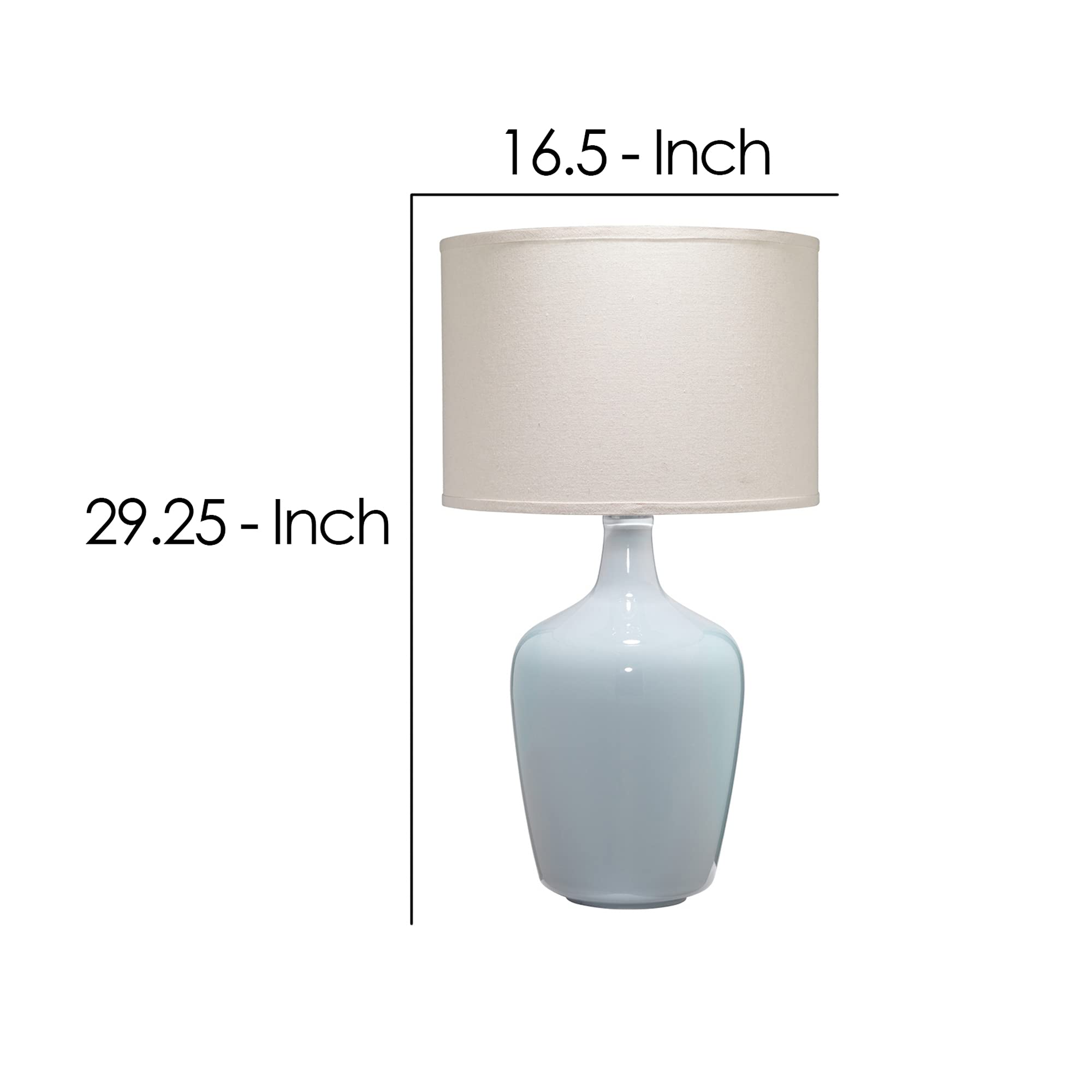 Benjara Table Lamp With Bellied Shape Ceramic Base, Gray