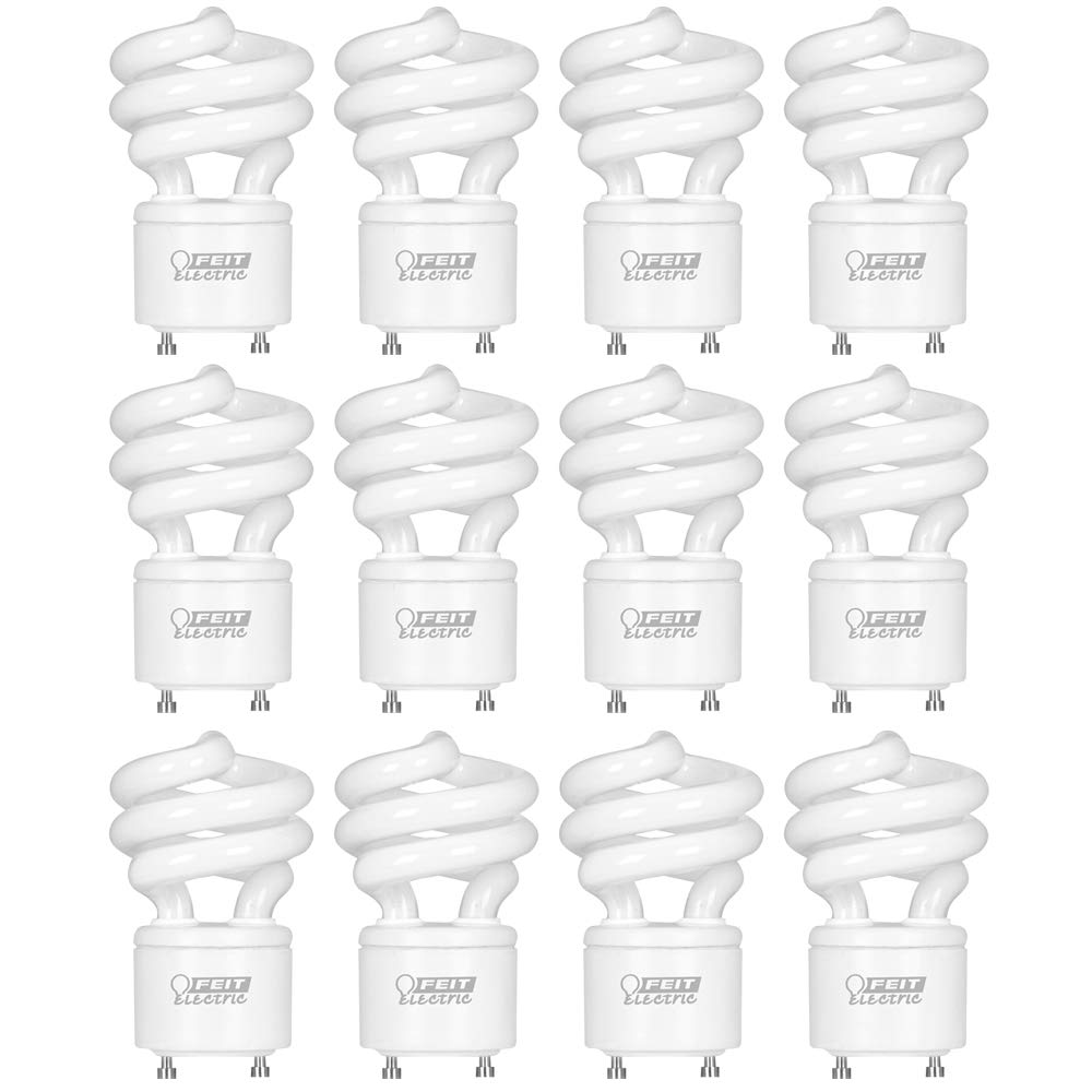 Feit Electric CFL Twist Light Bulb 60W Equivalent, Non-Dimmable, 900 Lumens, 2700K Soft White, 12 Pack, GU24 Base