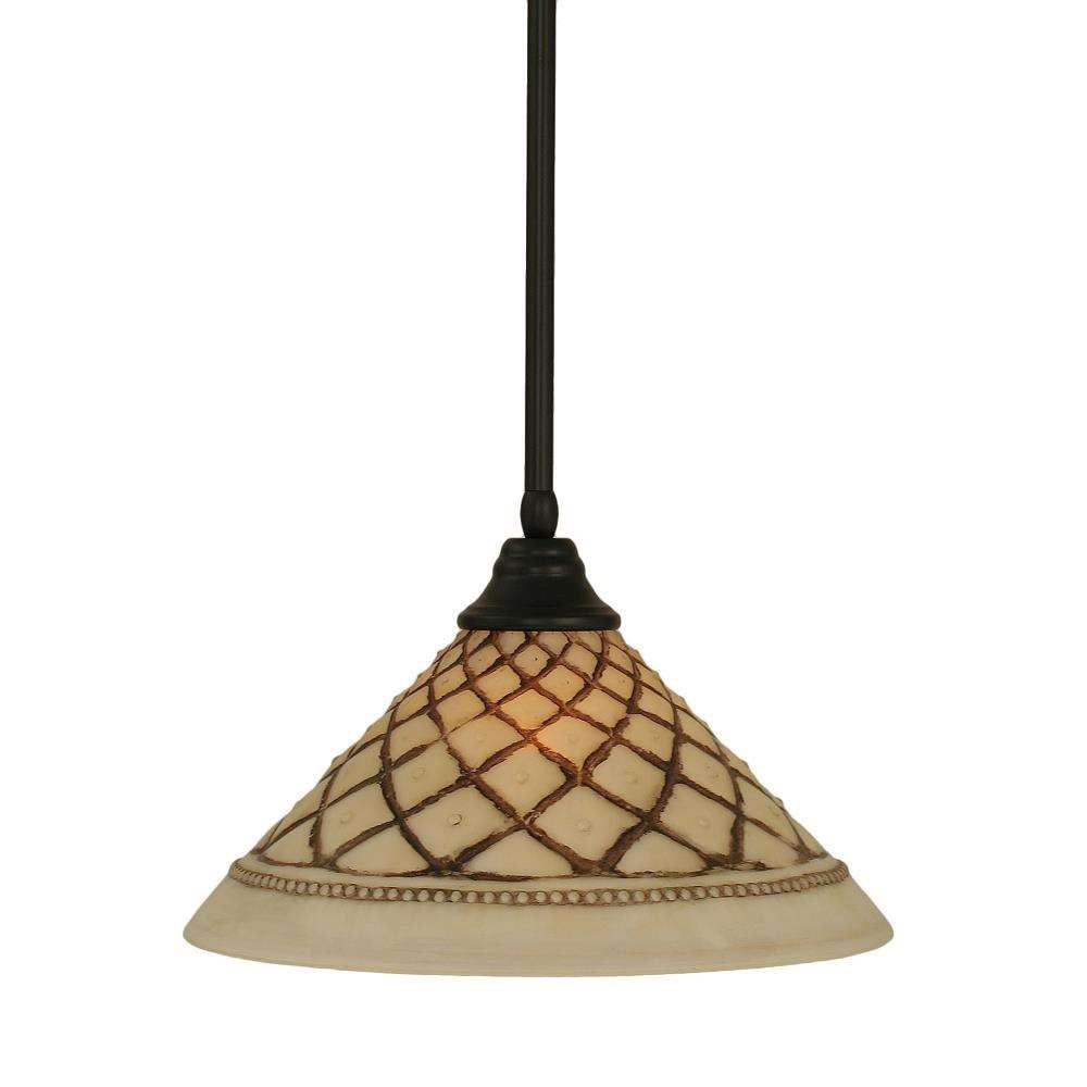 Toltec Lighting 26-Mb-718 Stem Pendant With Hang Straight Swivel With 16&quot; Chocolate Icing Glass, Matte Black Finish