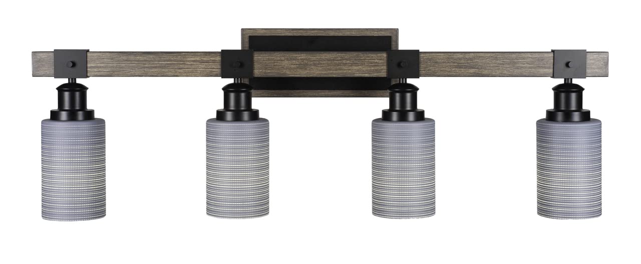 Tacoma - 4 Light Bath Bar-11.75 Inches Tall And Inches Wide-Black/Painted Wood Finish-Gray Matrix Glass Color