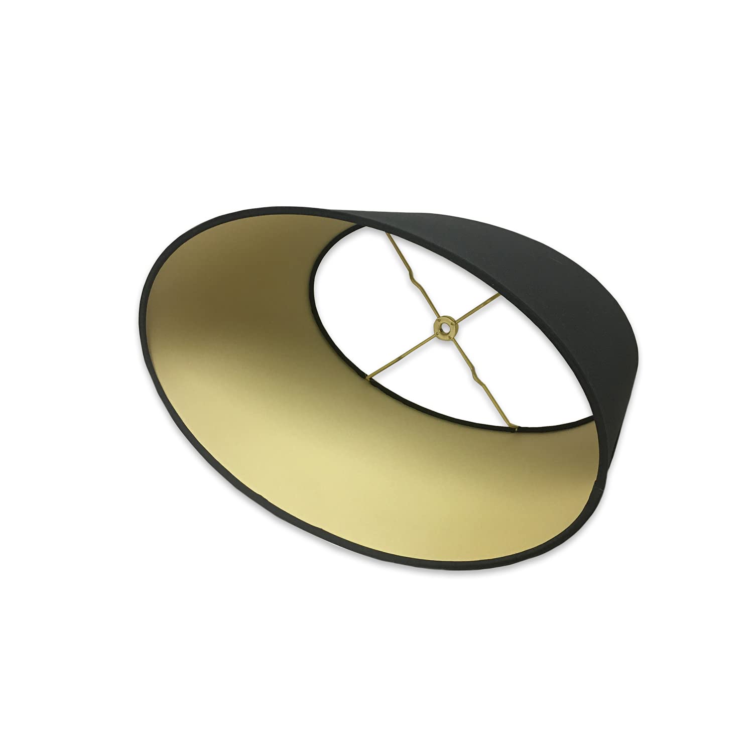 Royal Designs Hb-611-18Blk/Gl Shallow Oval Hardback Lamp Shade, 16 X 18 X 9.5, Black