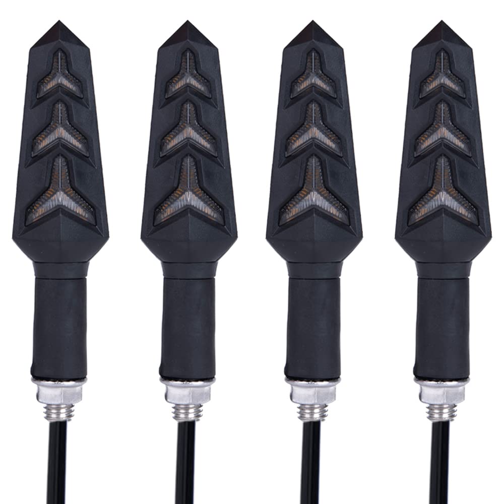 DOPHISALL AUTO 4-Pack Motorcycle Indicators Flowing Turn Signal Lights Y Shape LED Bulbs For Motorbike Scooter Off Road (DC-12V)