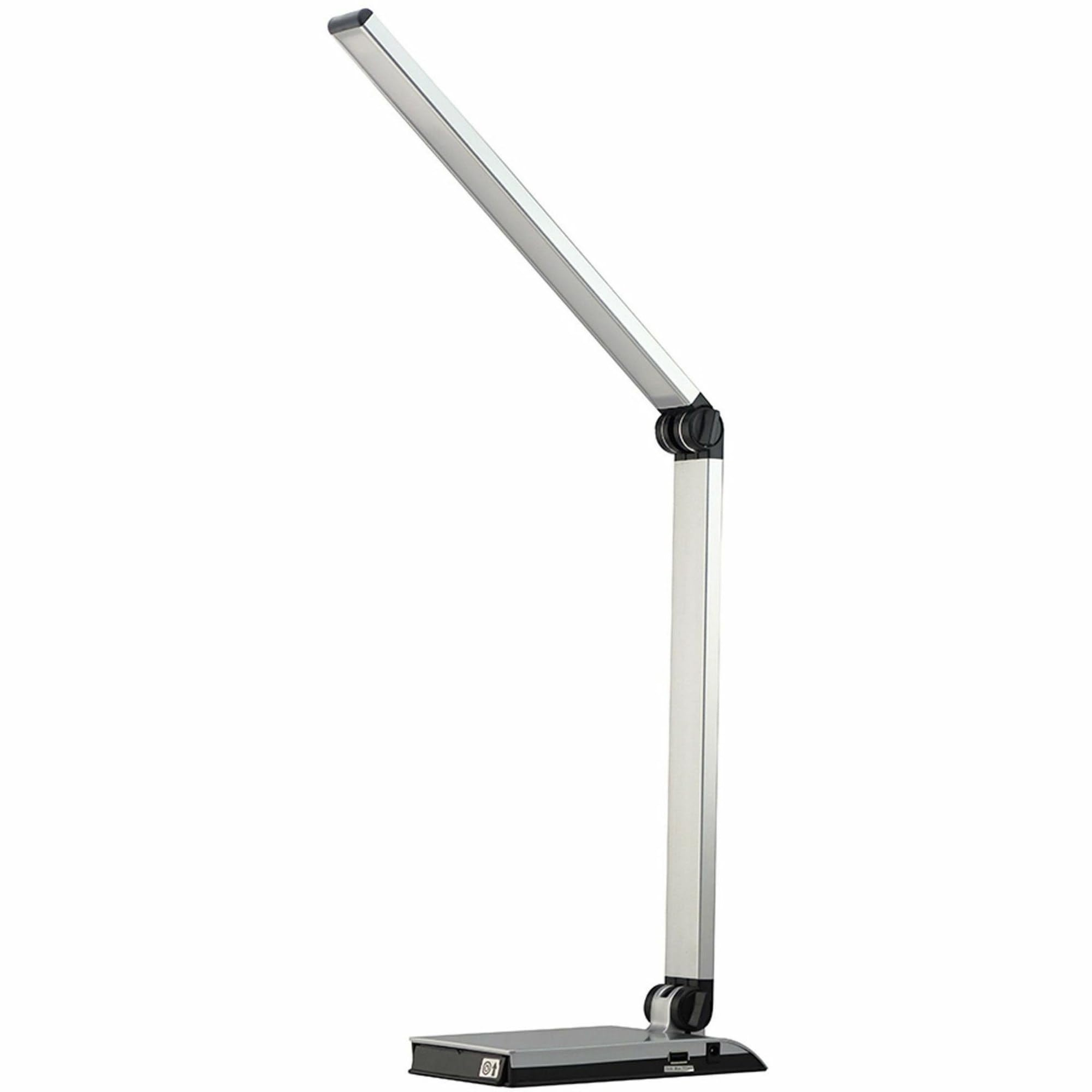 Lorell Desk Lamp with USB Charging, 8W LED, Silver, Indoor Use