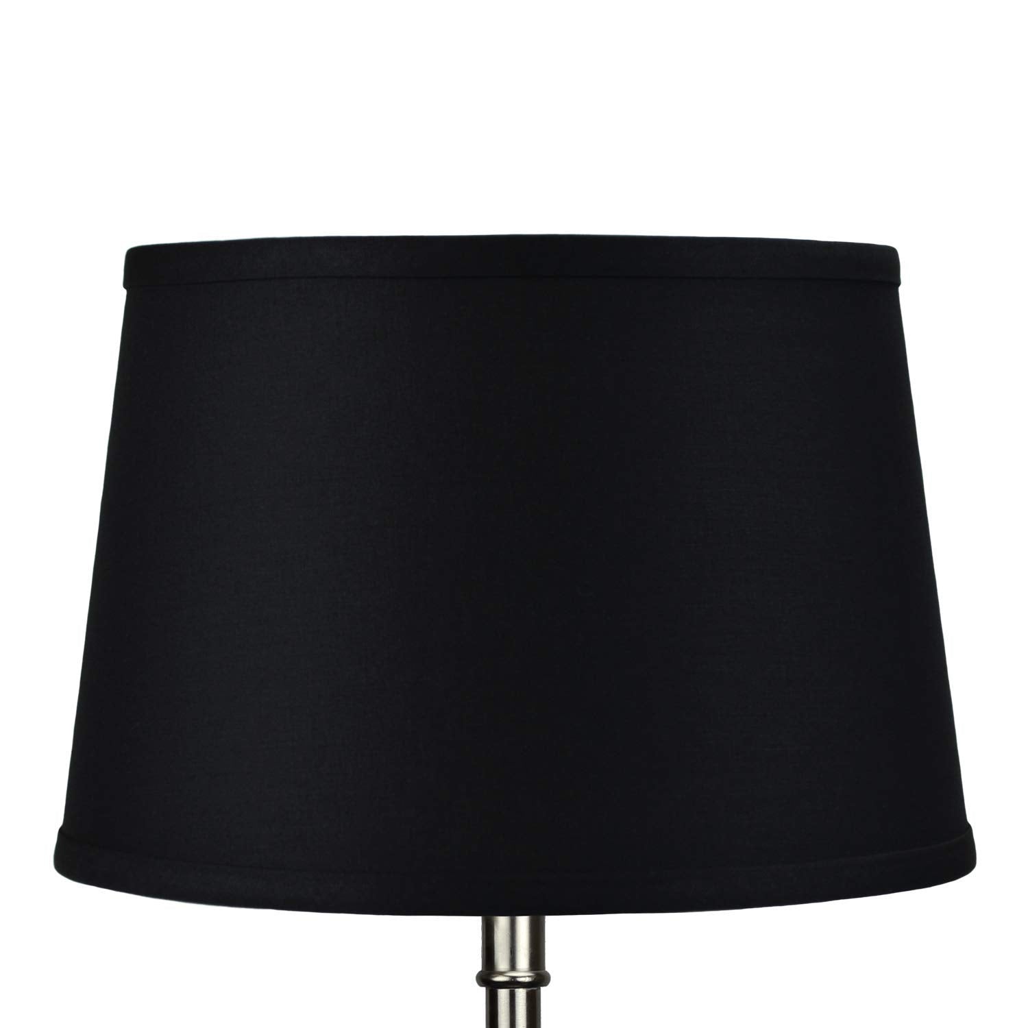 FenchelShades.com Set of 2 Fabric Lampshades 10in Top x 12in Bottom x 8in Slant Height Washer Attachment Linen Black 10-12-8-W-P