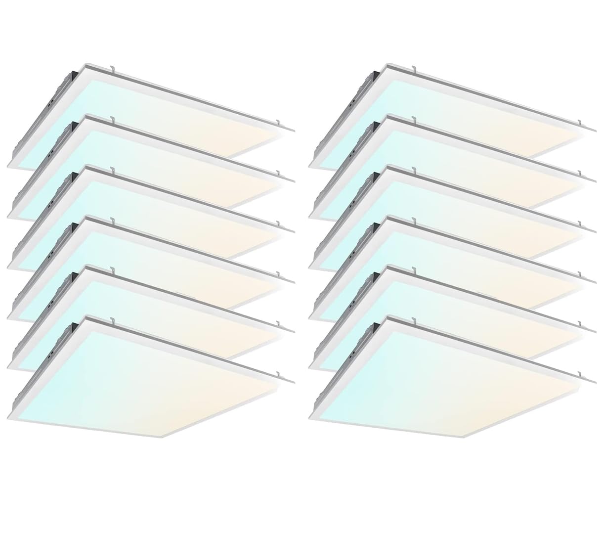 2X2 Ft Led Light Flat Panel, 20/30/40W, Color Temperature Selectable 3K | 4K | 5K, Dimmable Recessed Drop Ceiling Lights, 2500/3750/5000 Lumens, Lay In Fixture For Office, 120-277V, Ul Dlc(12 Pack)