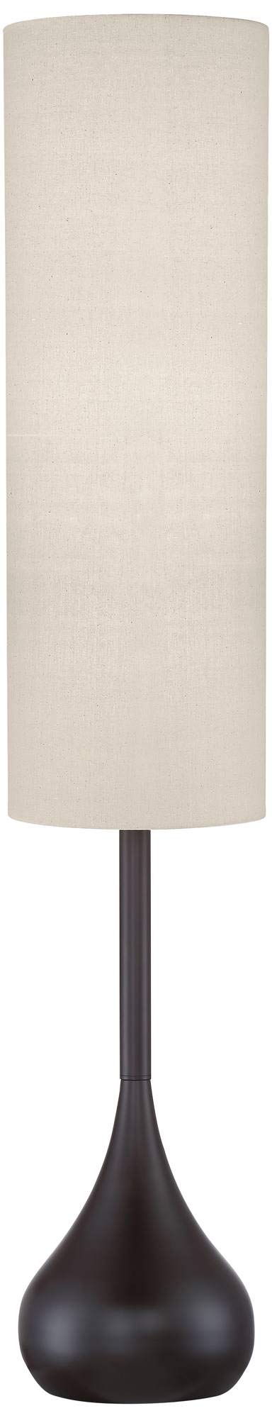 Possini Euro Design Mid Century Modern Floor Lamp 62" Tall Dark Bronze with Off-White Shade for Living Room or Bedroom Decor
