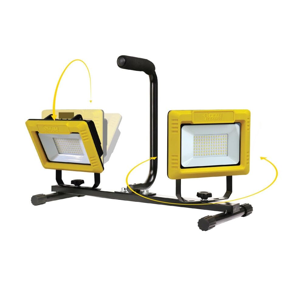 Feit Electric 120W Portable Led Work Lights With Telescoping Tripod Stand, Adjustable Dual-Head Proseries, Plug In, 12000 Lumens, Ultra Bright Flood Ip65 Waterproof - Work12000Xltpplug