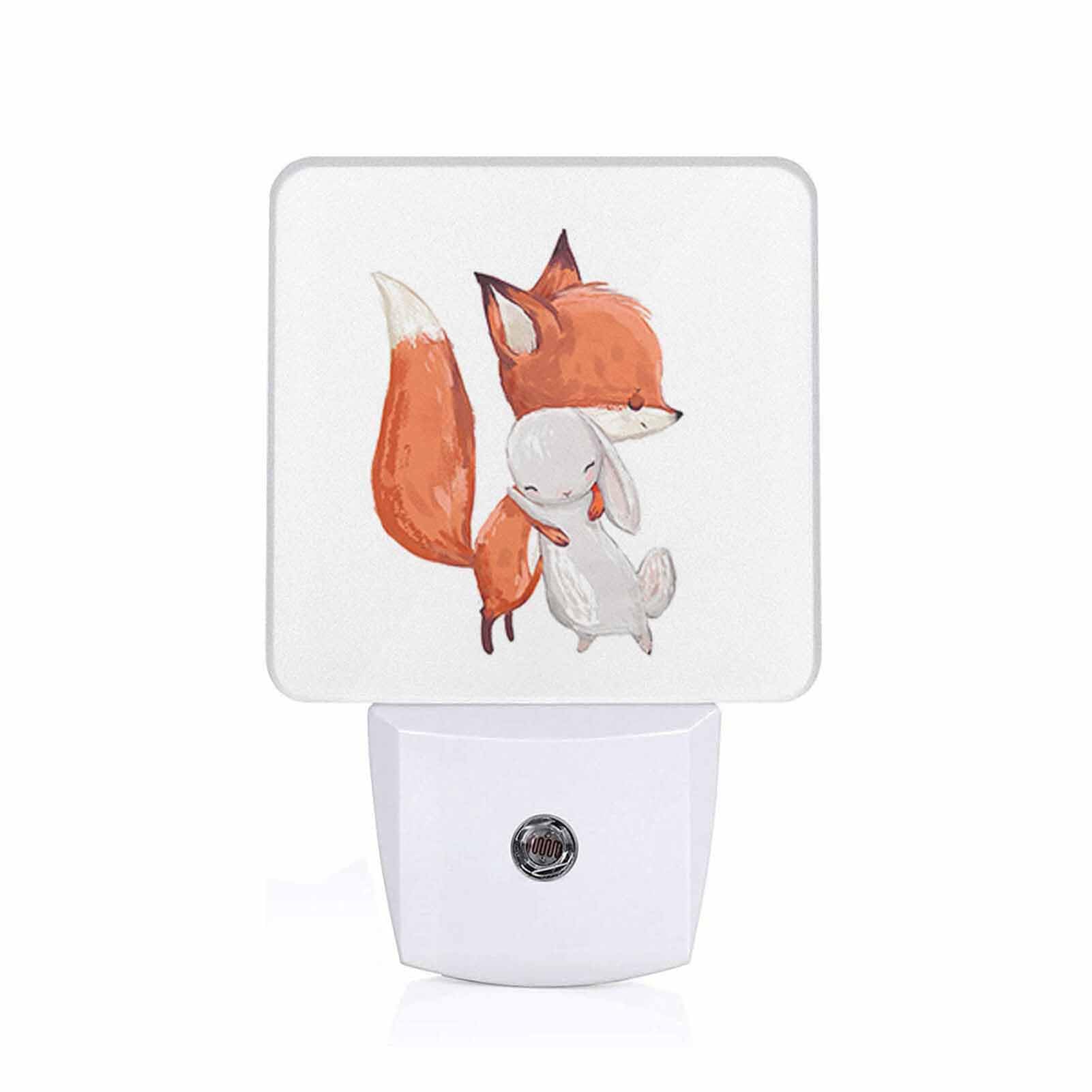 Chrobak LED Night Light with Dusk to Dawn Sensor, Fox and Hare Design, Energy Efficient, Model WML-Night-Light-231023-139