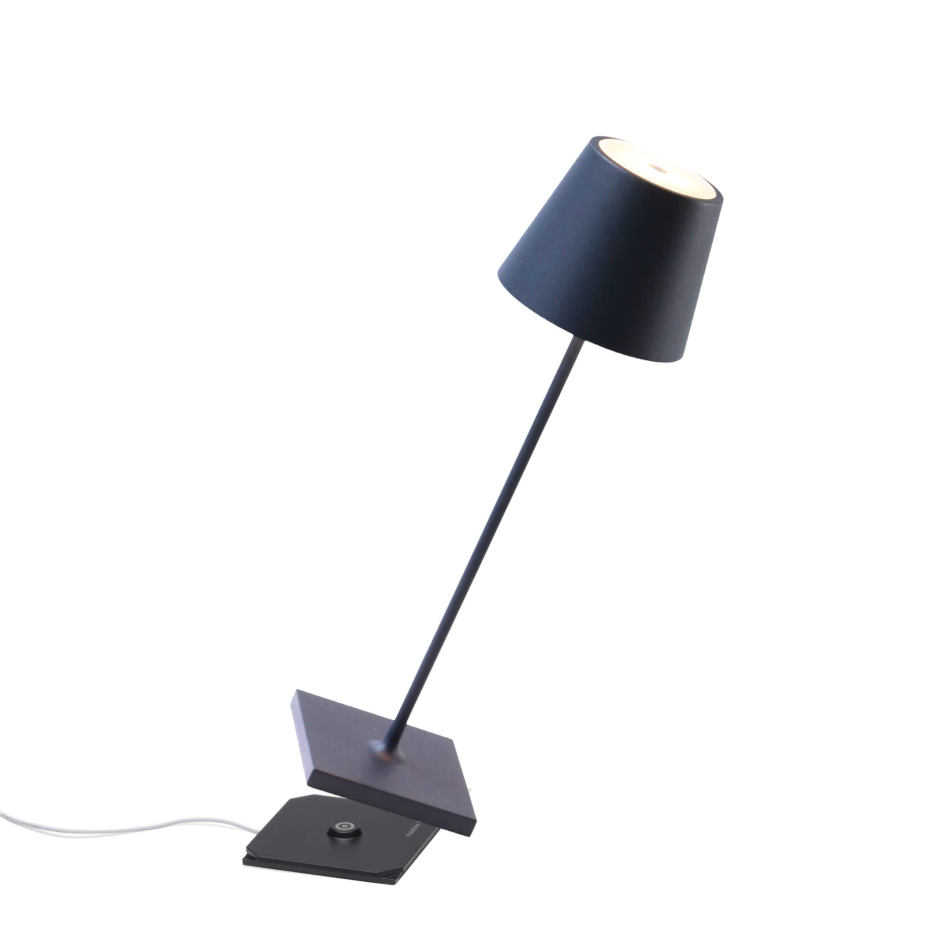 Zafferano Poldina Pro Lamp Rechargeable Cordless Table Lamp 14.9in Steel Blue Aluminum