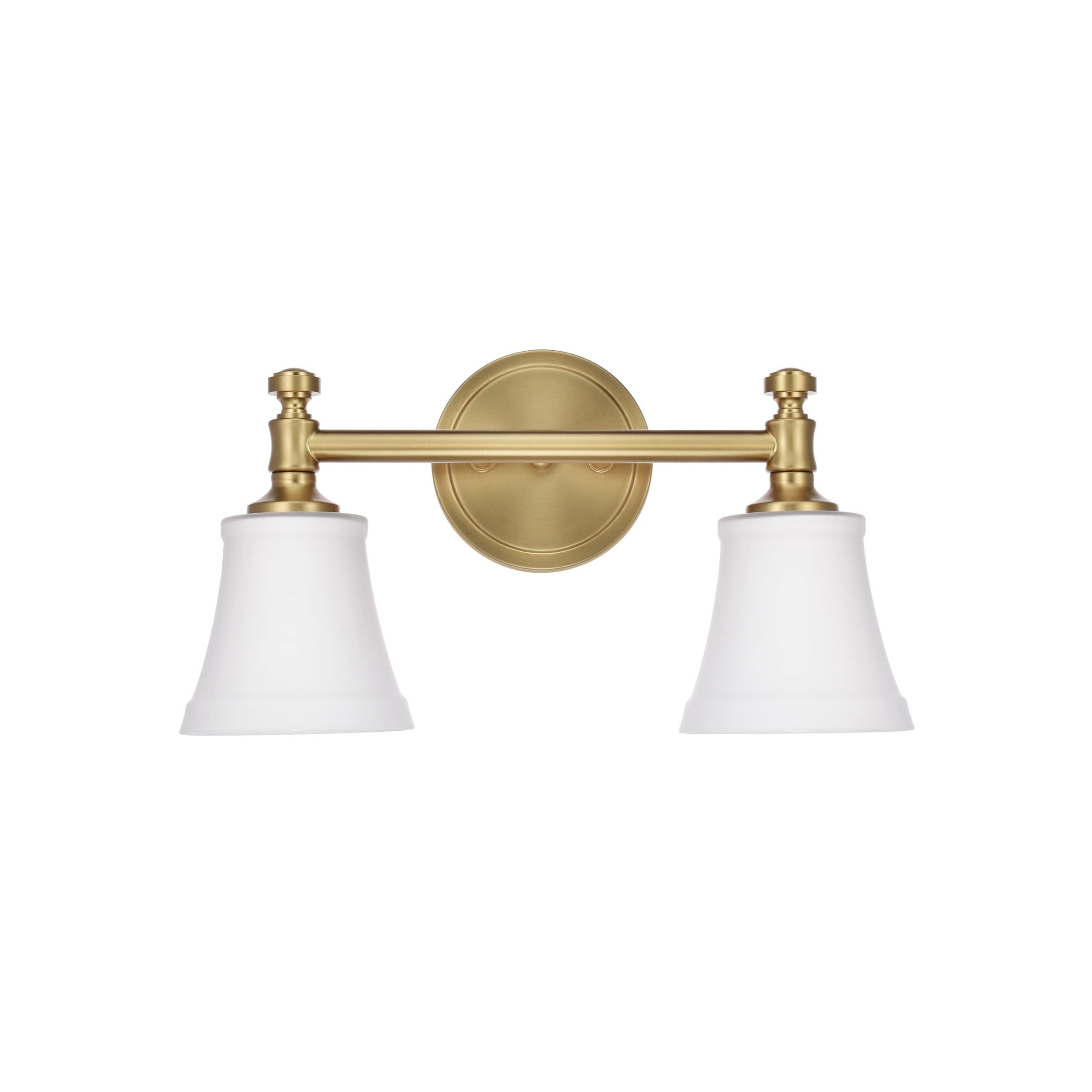 Hanaloa 2-Light Bathroom Vanity Light Fixture, Aged Brass Wall Sconce with Opal Glass Shade, Model VA0045-2-AGB