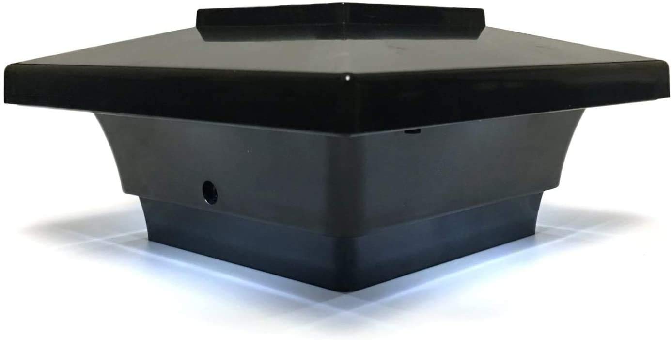 Solar Post Cap 5X5 Black Low Profile 4 Smd White Led Light (2 Pack) Pl252B