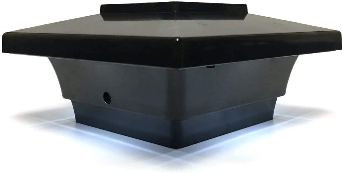 Solar Post Cap 5X5 Black Low Profile 4 Smd White Led Light (2 Pack) Pl252B