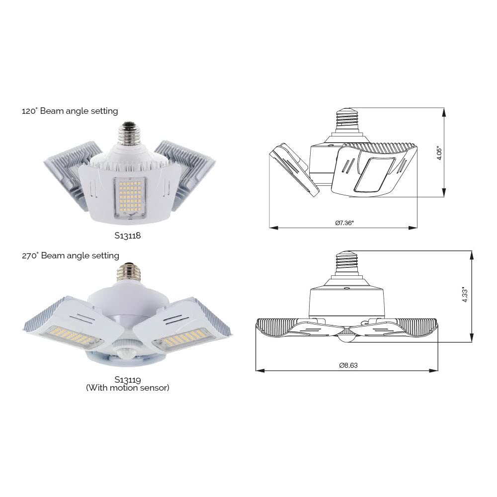 Satco LED Utility Bulb 60W, 4000K Cool White, Medium Base, Adjustable Beam Angle, 1 Count, Model S13118