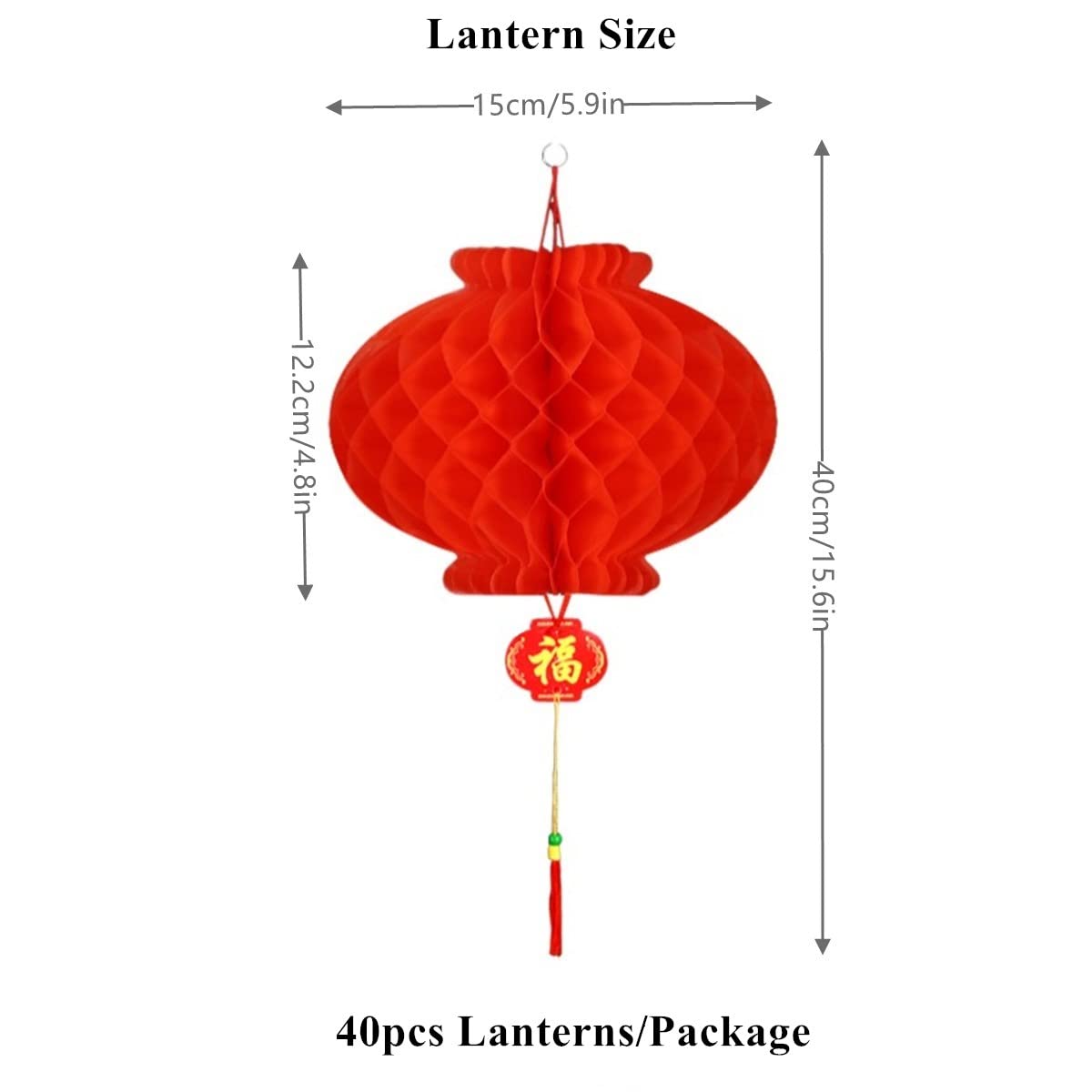 Kymy 40Pcs Chinese Red Paper Lanterns, 2025 Red Hanging Round Decorative Chinese Paper Lanterns For Lunar Snake New Year,Spring