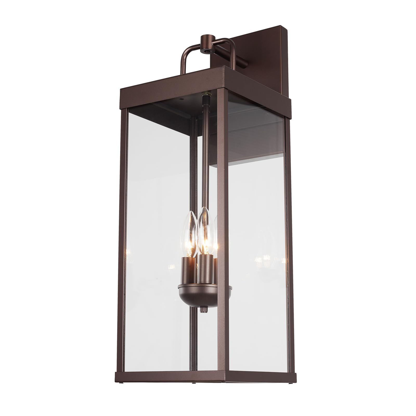 Diyel Outdoor Wall Sconce Light, 24 Inch Tall Transitional Exterior Wall Bracket Lighting With Clear Glass, Anti-Rust Powder Coat Bronze Modern Outside Wall Lantern For Front Porch Doorway, Rz008L Orb