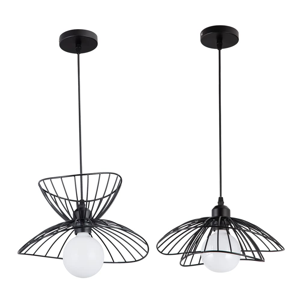 Mxsaoud Retro Black Pendant Light, Adjustable Modern Fixture, Industrial Style, 30cm, Model MX-35Cage-US-FBA
