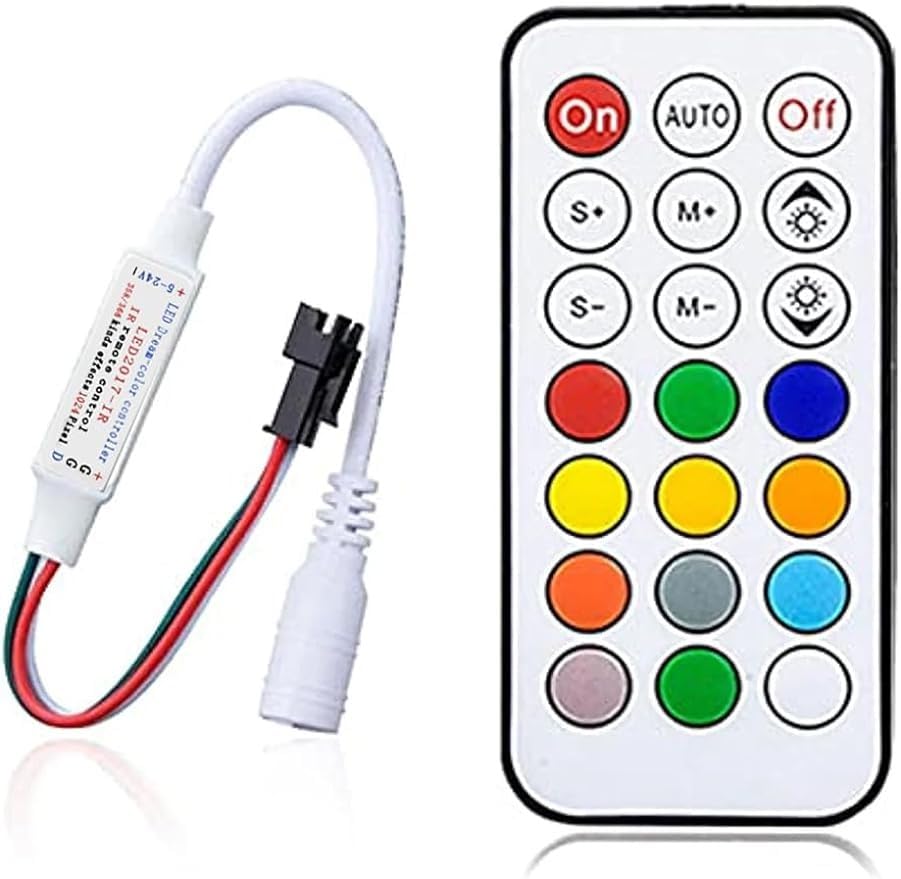 Ruirui 21-Key LED Controller for WS2811 WS2812B LED Strip Light, RGB Plastic Remote Control