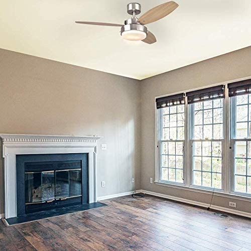 Ciata Bedroom Ceiling Fan With Light, 42 Inch Alloy Indoor Ceiling Fan In Brushed Nickel Finish With Led Light Fixture In Opal Frosted Glass – 2 Pack