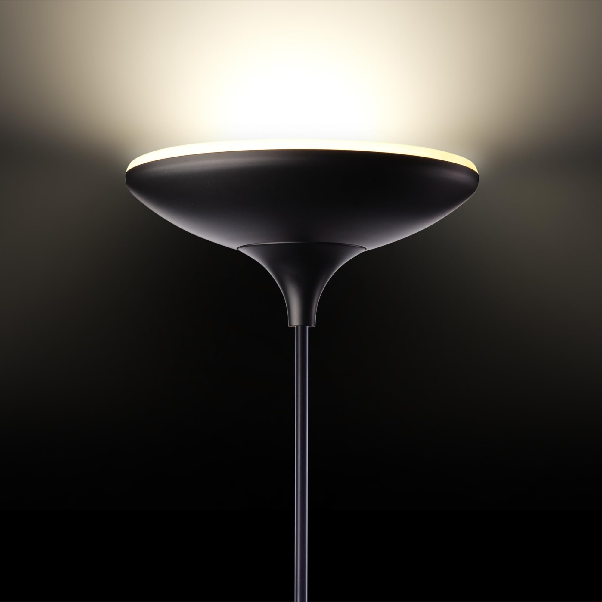 Globe Electric LED Torchiere Floor Lamp, 43W, 3010 Lumens, Energy Star, Dimmable, Matte Black, 70.9" - Model 12784