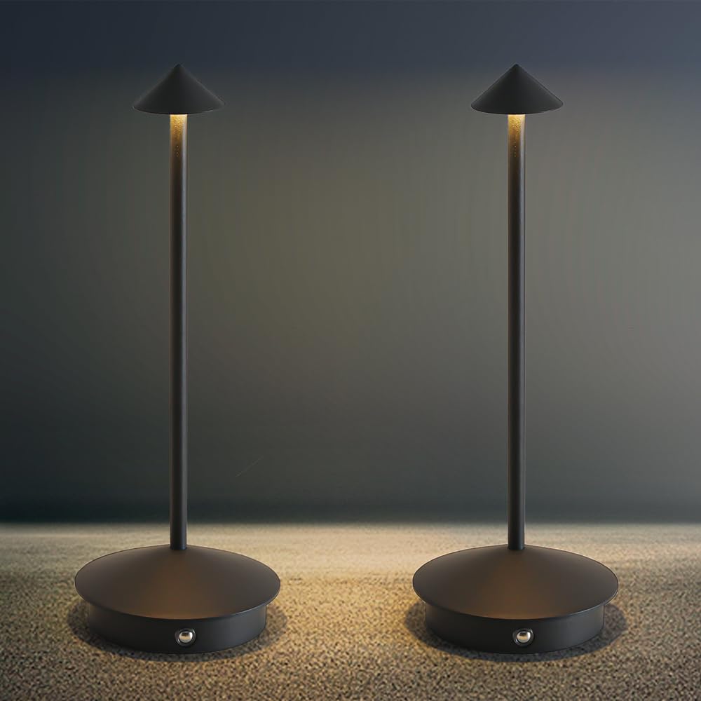 LED Cordless Table Lamps, Portable Rechargeable 6000mAh Outdoor Lights, 3 Color Stepless Dimming Battery Powered Bedside Table L